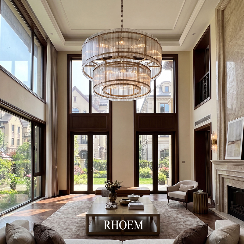 San Marco Glass Two-Tier Round Chandelier 48 inch