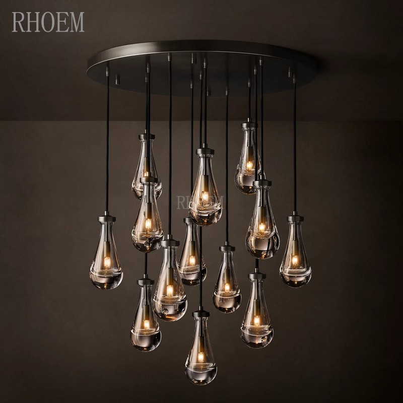 60″ Round Glass Raindrop Chandelier — Manufacturer Wholesale