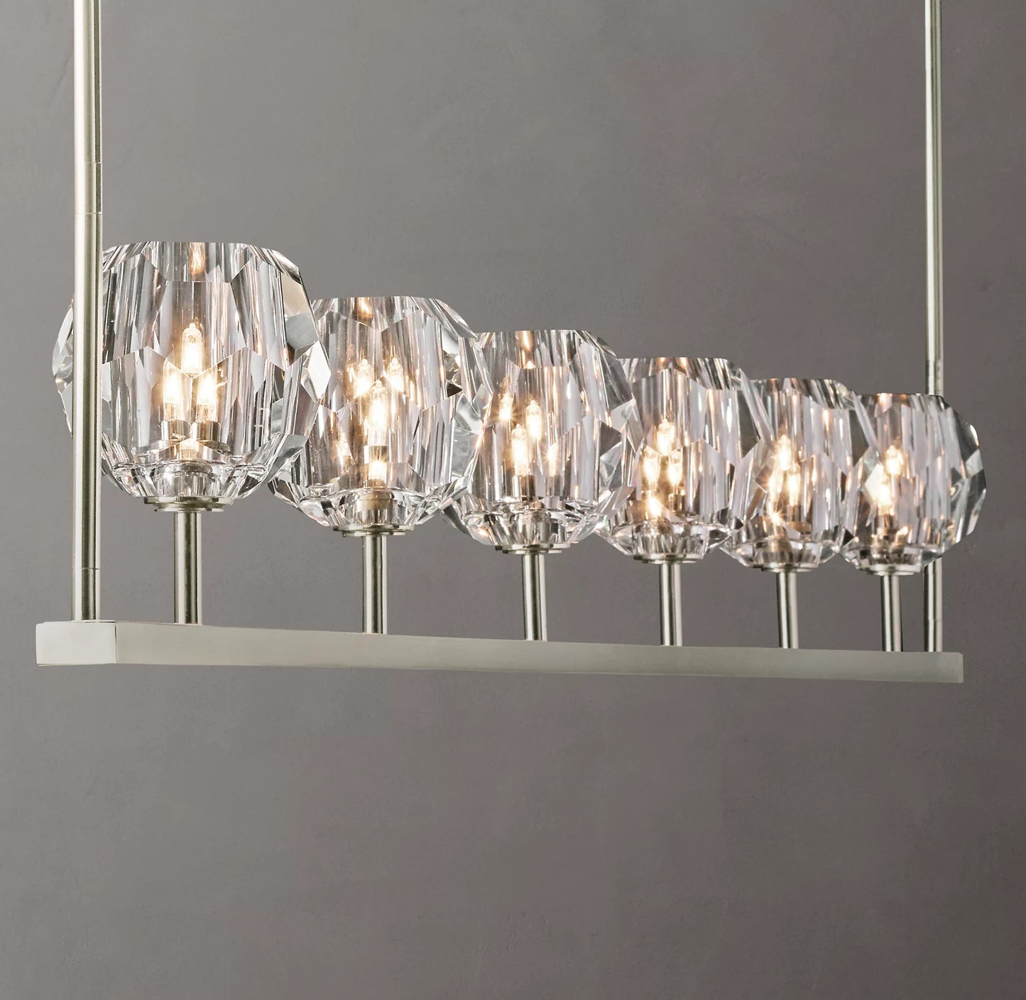 Crystal Ball Clear Glass Linear Chandelier 48 inch