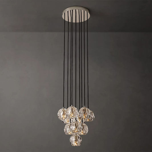 Crystal Ball Clear Glass Round Cluster Chandelier 40 inch