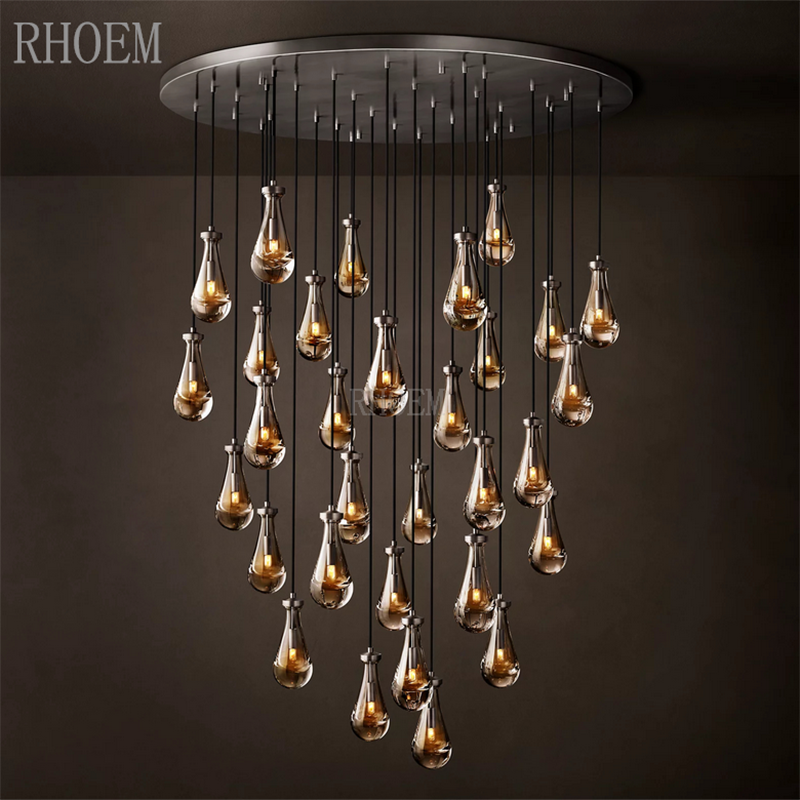 Modern 47" Raindrop Crystal Chandelier | Luxury Round Lighting