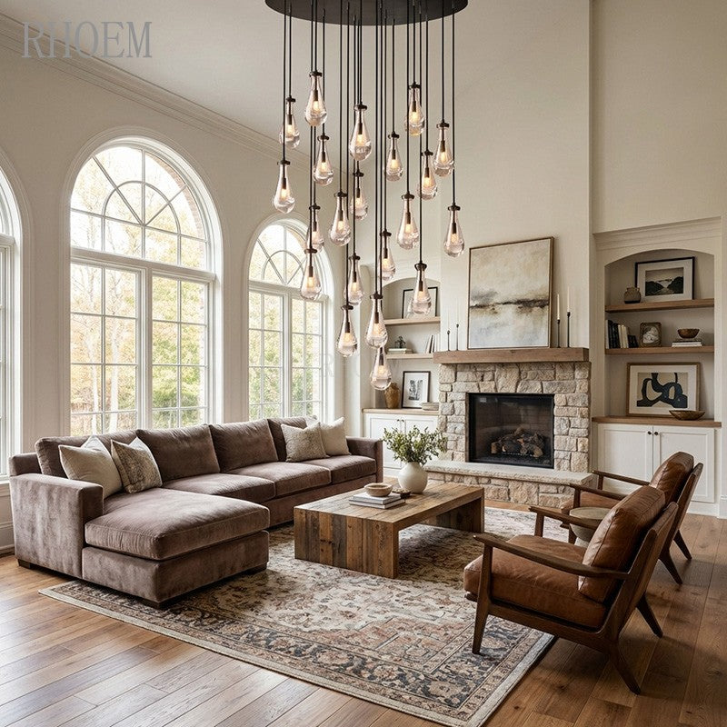 Modern 47" Raindrop Crystal Chandelier | Luxury Round Lighting