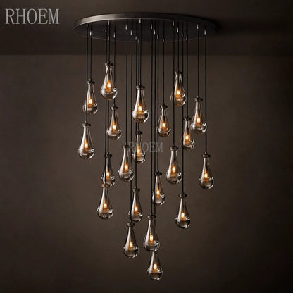 Modern 47" Raindrop Crystal Chandelier | Luxury Round Lighting