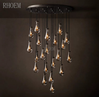 Modern 47" Raindrop Crystal Chandelier | Luxury Round Lighting