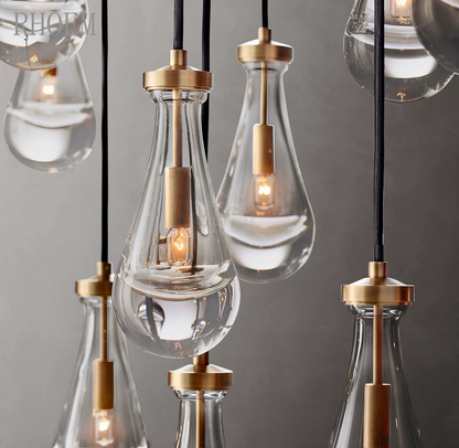 Modern Rectangular Glass Teardrop Pendant Light 72″W x 24″D