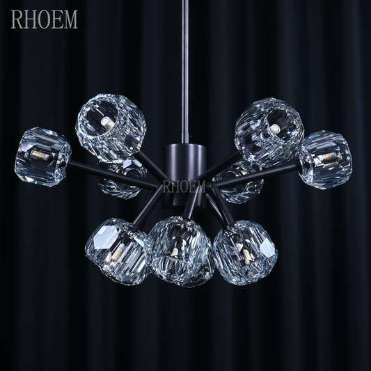 Modern Boule De Cristal Clear Glass Spheres Chandelier