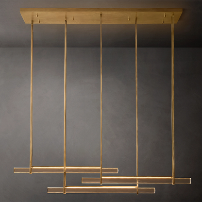 Audubon Crystal Triple Bar Linear Chandelier 60 inch