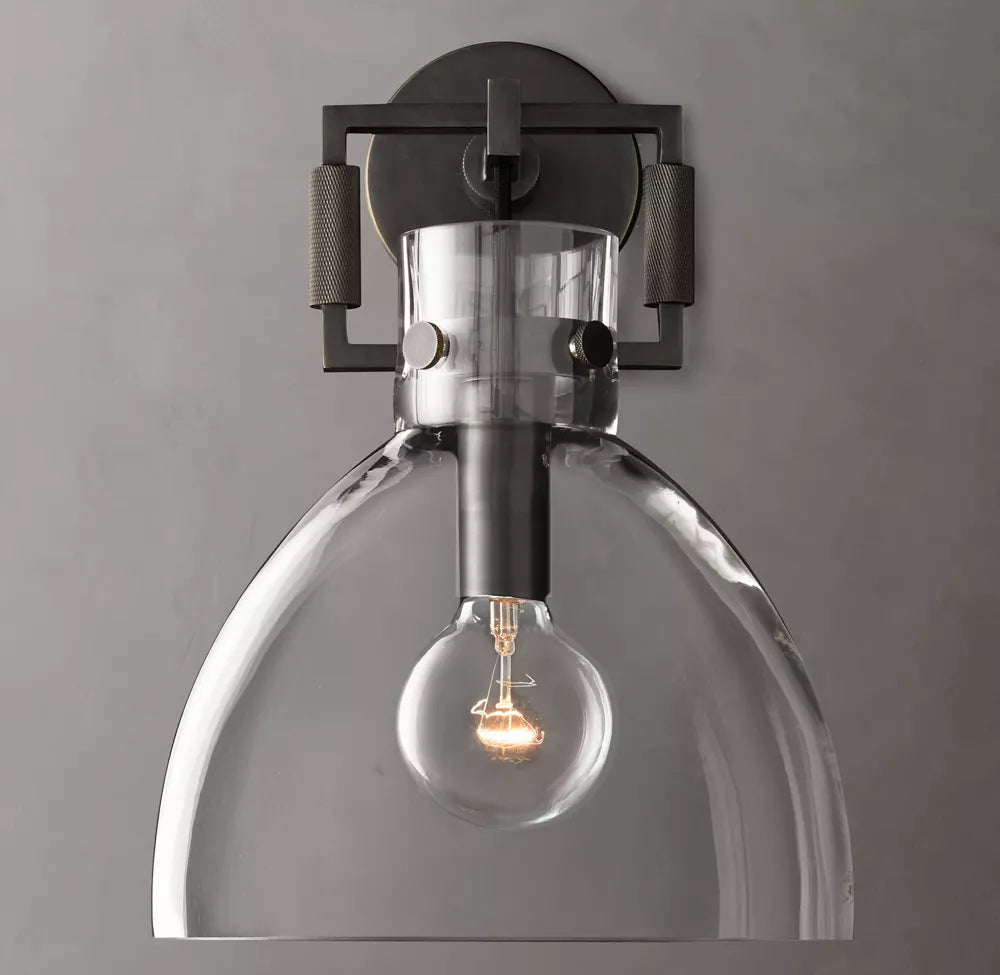 Machinist Glass Cloche Sconce 10 inch