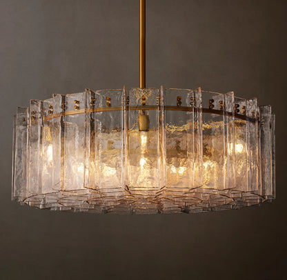 Lattice Clear Glass Round Chandelier