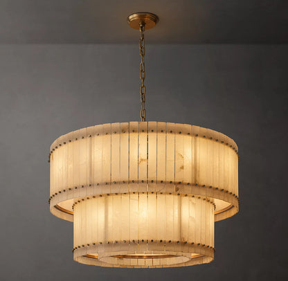 San Marco Alabaster Two-Tier Round Chandelier 60 inch
