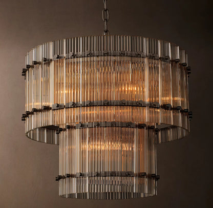 San Marco Glass Two-Tier Round Chandelier 48 inch