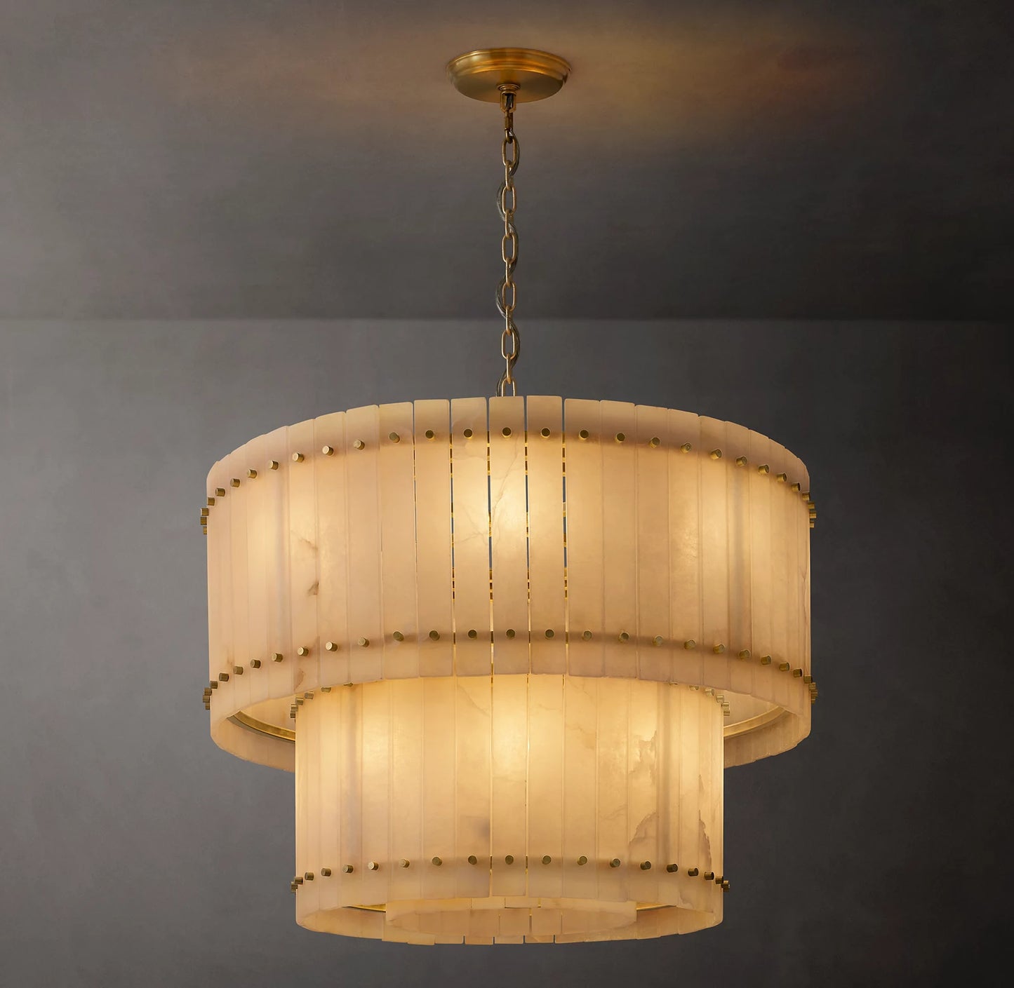 San Marco Alabaster Two-Tier Round Chandelier 60 inch