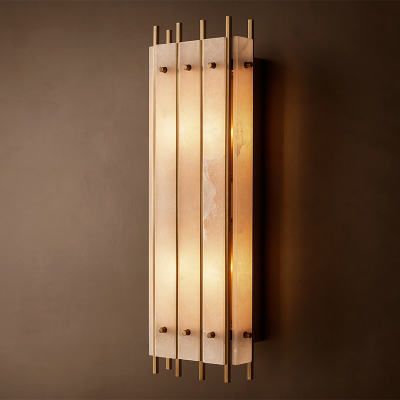 San Marco Alabaster Grand Rectangular Sconce 9 inch