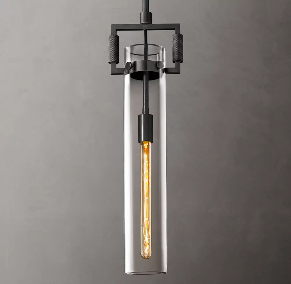 Machinist Glass Cylinder Pendant 12 inch