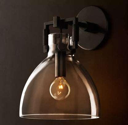 Machinist Glass Cloche Sconce 10 inch