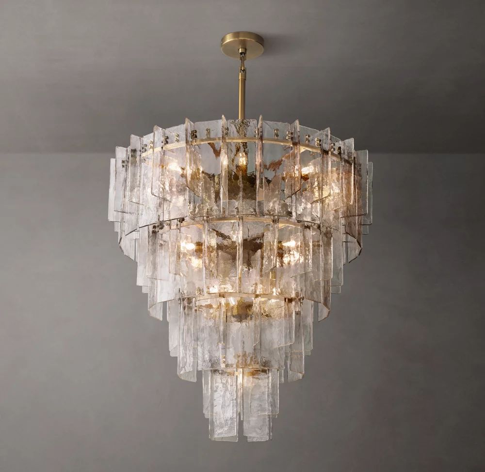 Lattice Clear Glass Tiered Round Chandelier 36 inch