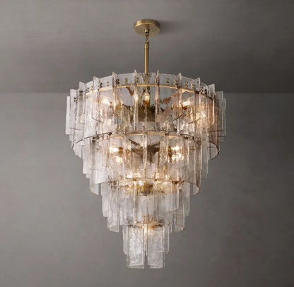 Lattice Clear Glass Tiered Round Chandelier 36 inch