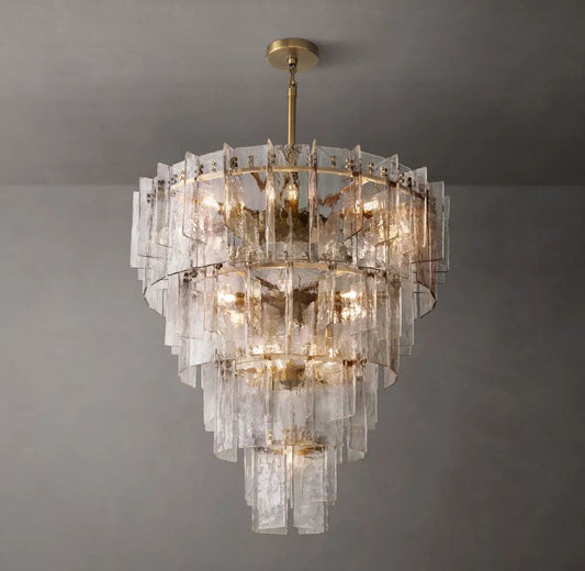Lattice Clear Glass Tiered Round Chandelier