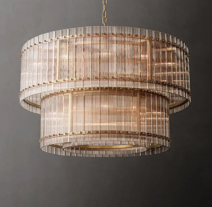 San Marco Glass Two-Tier Round Chandelier 48 inch