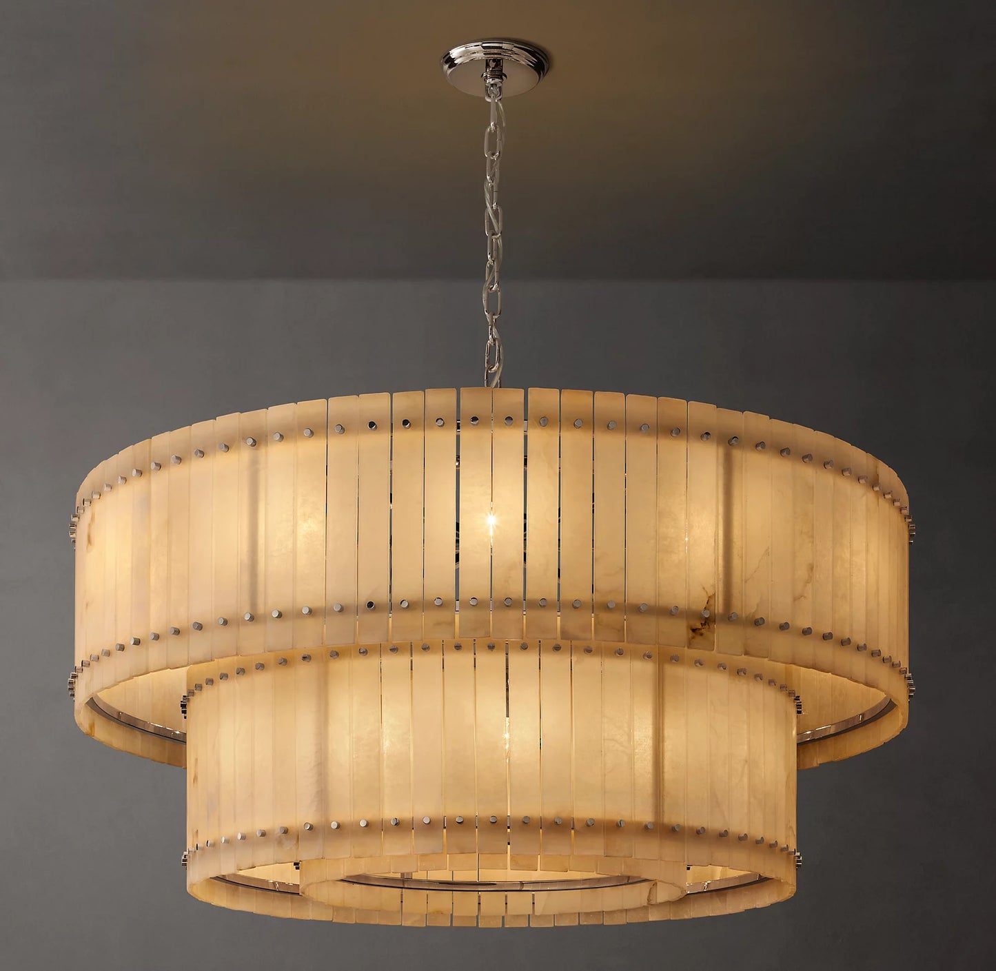 San Marco Alabaster Two-Tier Round Chandelier 60 inch