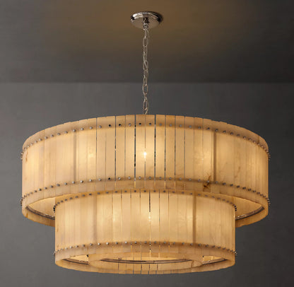 San Marco Alabaster Two-Tier Round Chandelier 60 inch