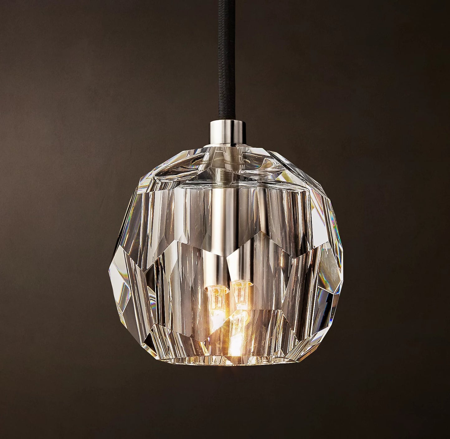 Crystal Ball Clear Glass Cord Pendant 5 inch