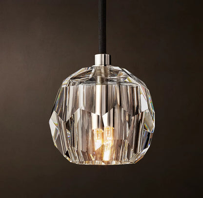 Crystal Ball Clear Glass Cord Pendant 5 inch