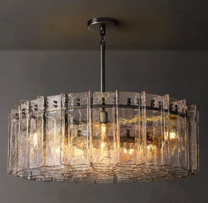Lattice Clear Glass Round Chandelier