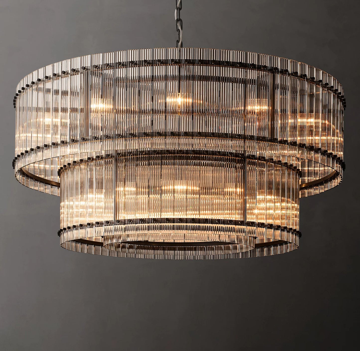 San Marco Glass Two-Tier Round Chandelier 48 inch