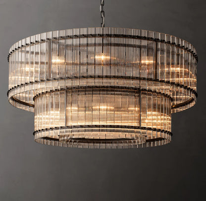 San Marco Glass Two-Tier Round Chandelier 48 inch
