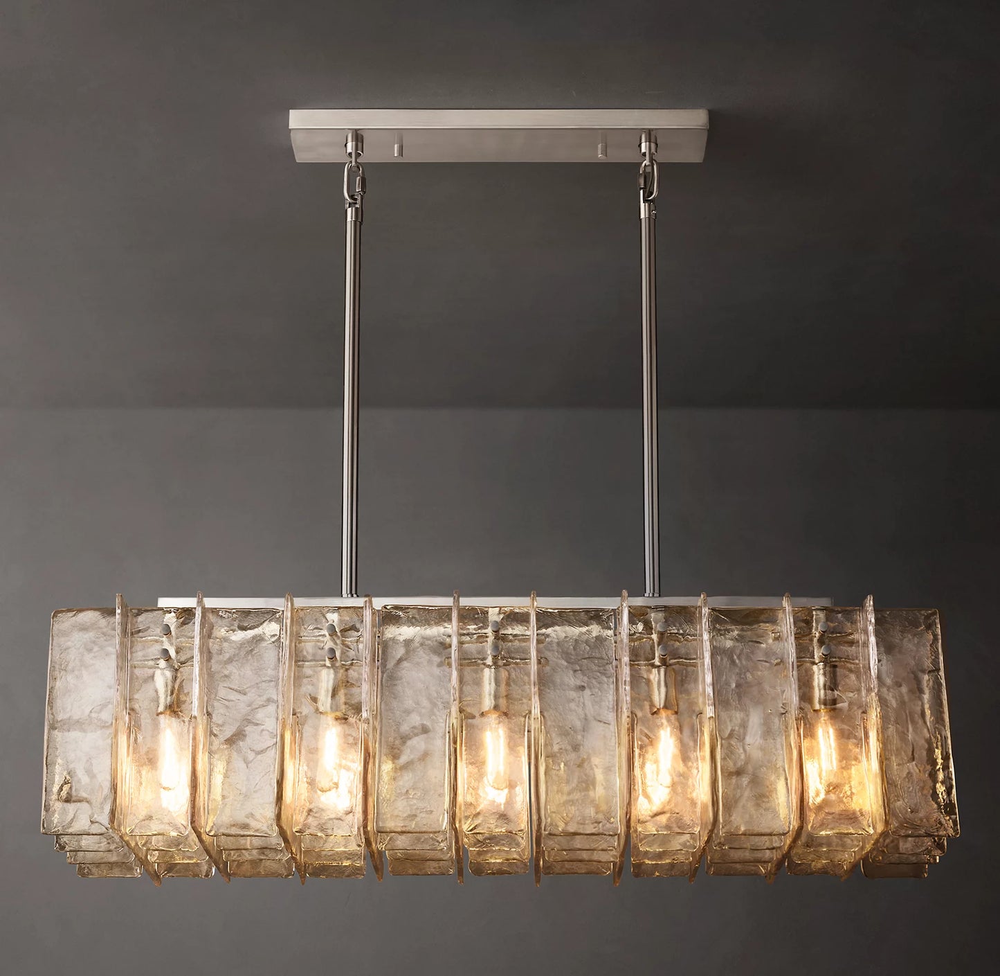 Lattice Clear Glass Rectangular Chandelier 67 inch