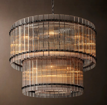 San Marco Glass Two-Tier Round Chandelier 48 inch