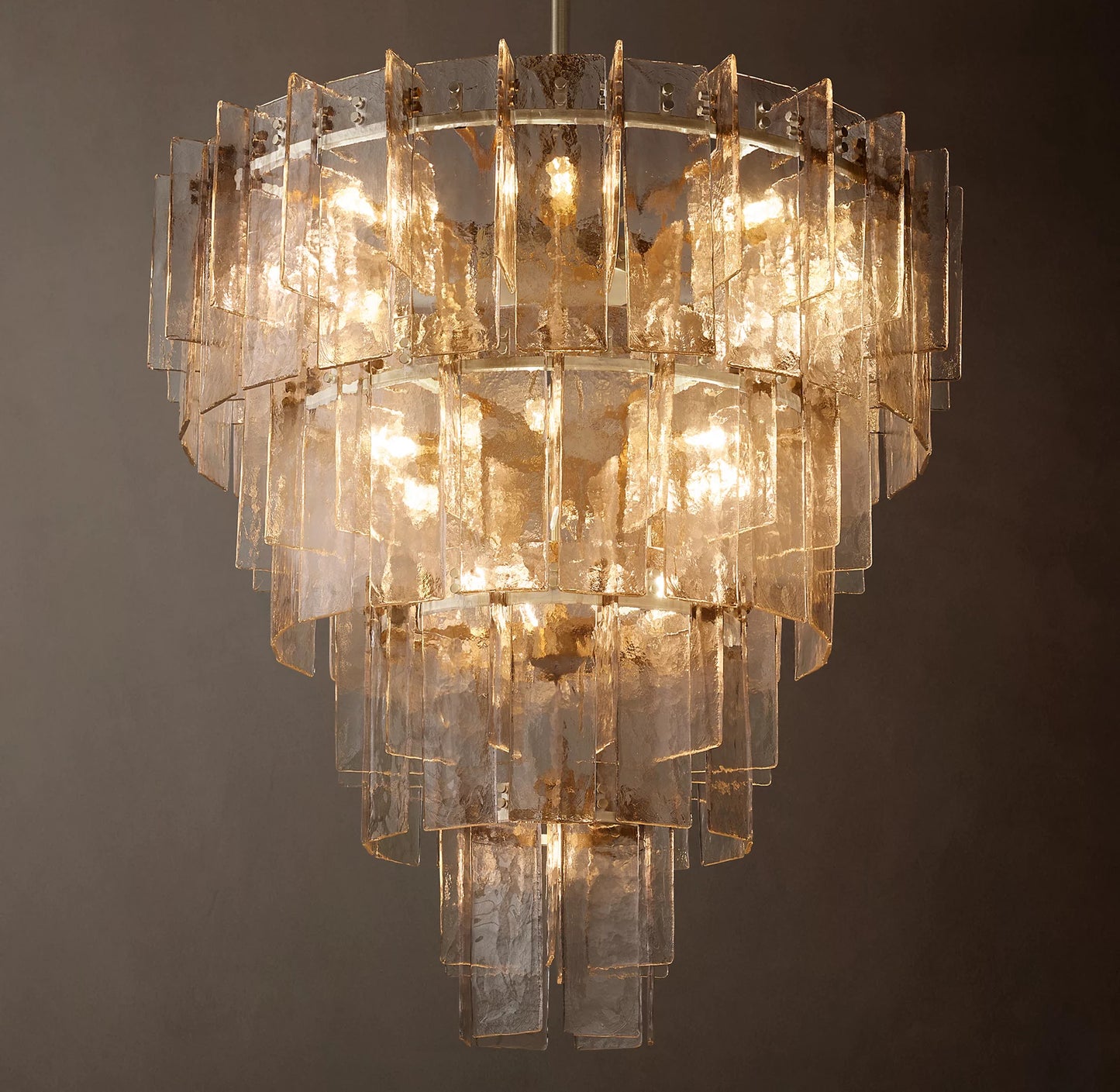 Lattice Clear Glass Tiered Round Chandelier 36 inch