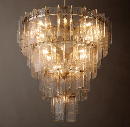 Lattice Clear Glass Tiered Round Chandelier 36 inch