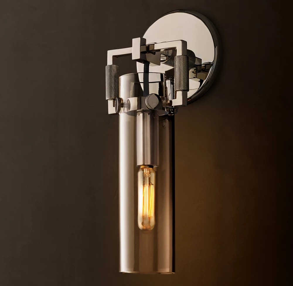 Machinist Glass Cylinder Sconce