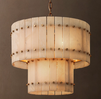 San Marco Alabaster Two-Tier Round Chandelier 60 inch