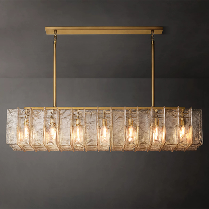 Lattice Clear Glass Rectangular Chandelier 67 inch