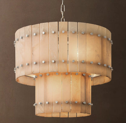 San Marco Alabaster Two-Tier Round Chandelier 60 inch