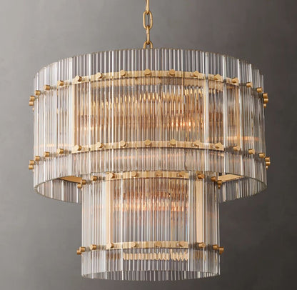 San Marco Glass Two-Tier Round Chandelier 48 inch