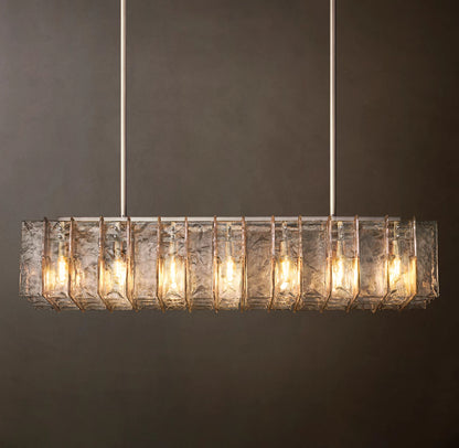 Lattice Clear Glass Rectangular Chandelier 67 inch