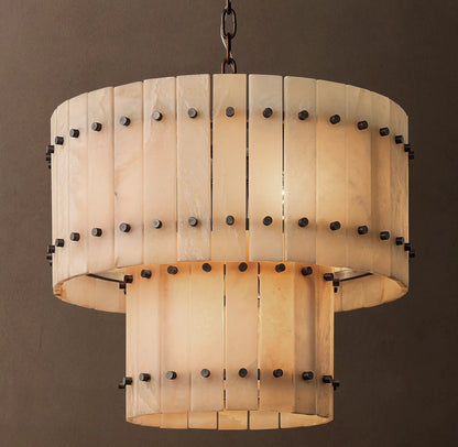 San Marco Alabaster Two-Tier Round Chandelier 60 inch