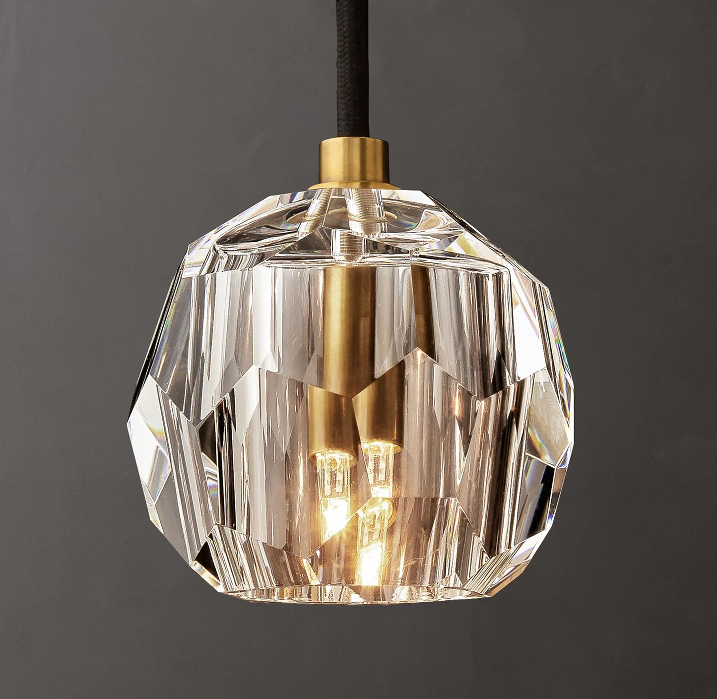 Crystal Ball Clear Glass Cord Pendant 5 inch