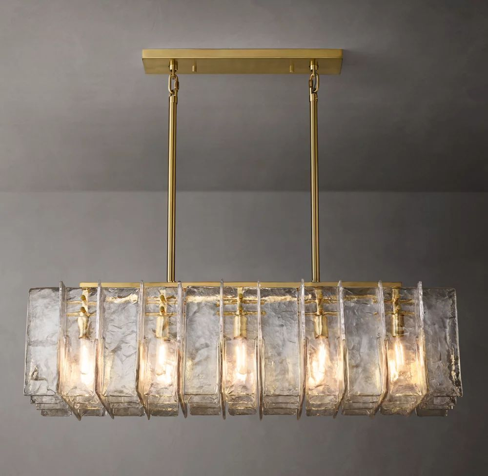 Lattice Clear Glass Rectangular Chandelier 67 inch