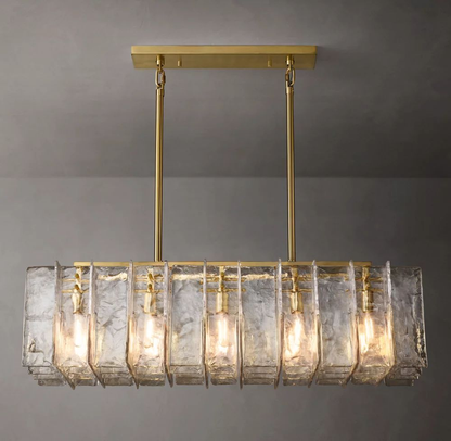 Lattice Clear Glass Rectangular Chandelier 67 inch