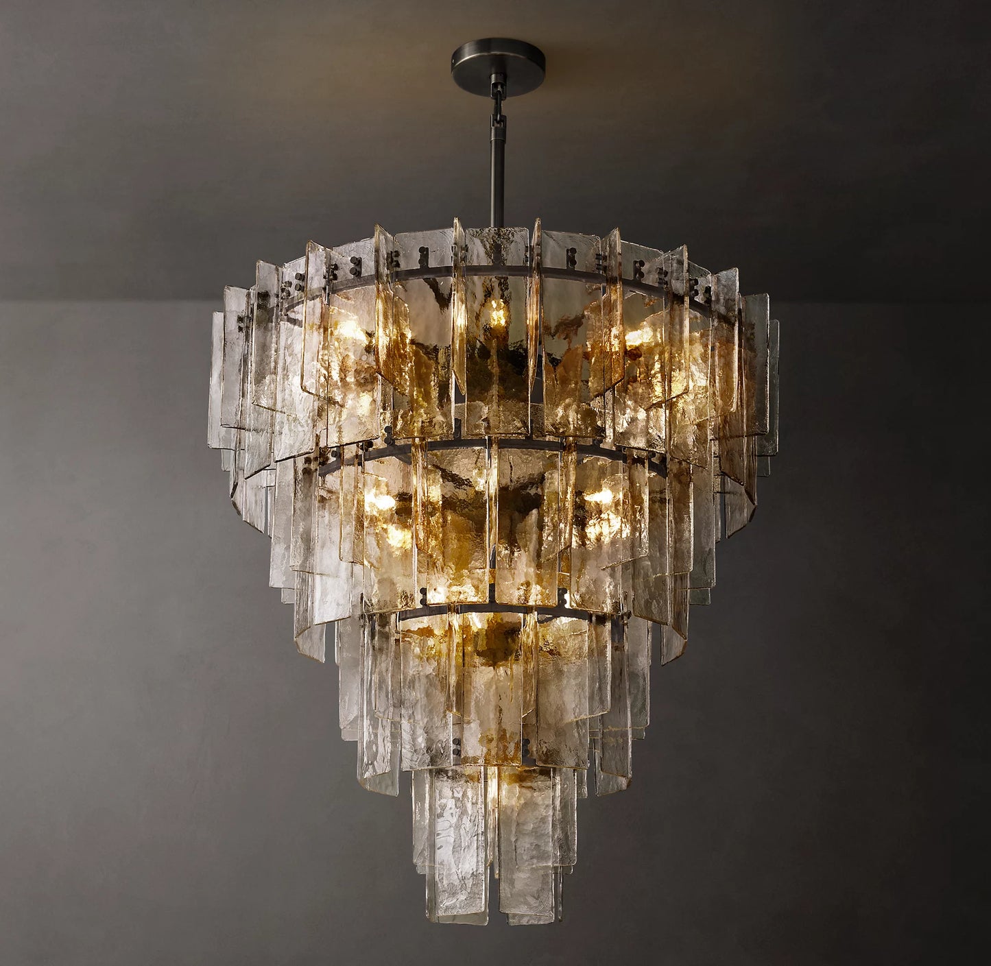 Lattice Clear Glass Tiered Round Chandelier 36 inch