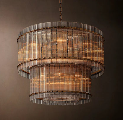 San Marco Glass Two-Tier Round Chandelier 48 inch