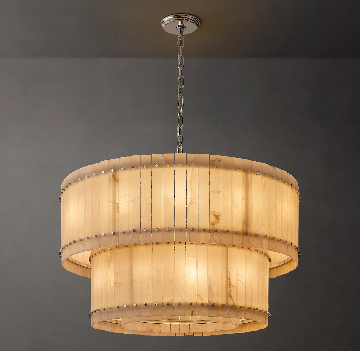 San Marco Alabaster Two-Tier Round Chandelier 60 inch