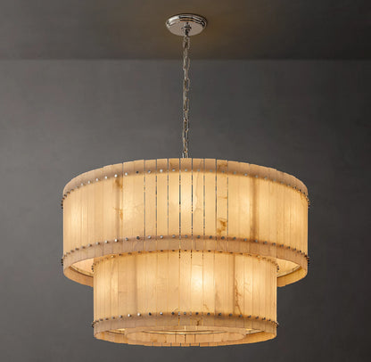 San Marco Alabaster Two-Tier Round Chandelier 60 inch