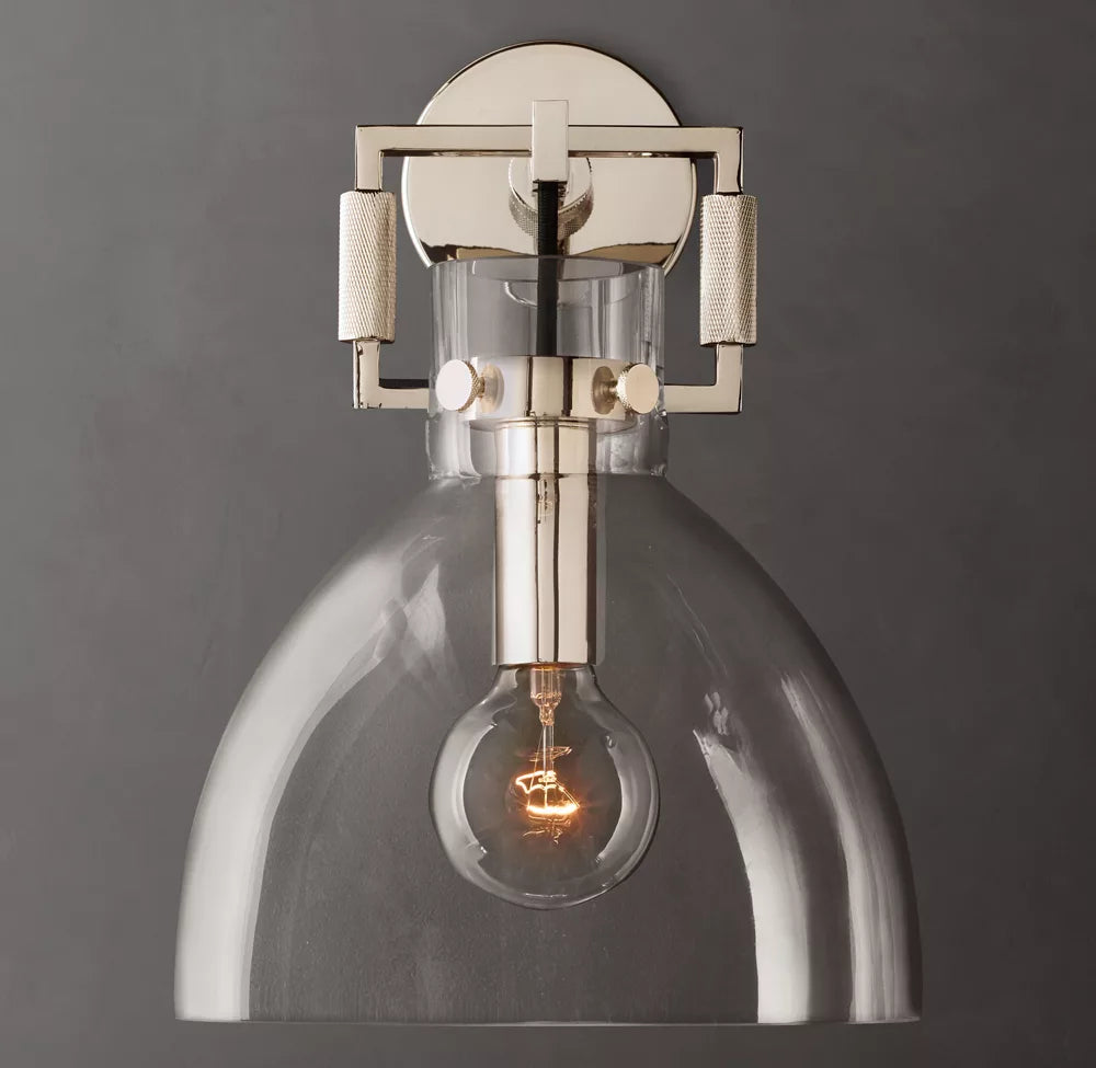 Machinist Glass Cloche Sconce 10 inch