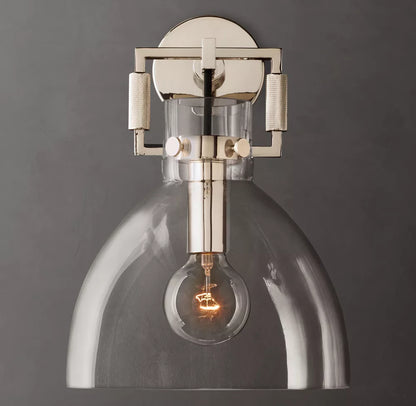 Machinist Glass Cloche Sconce 10 inch